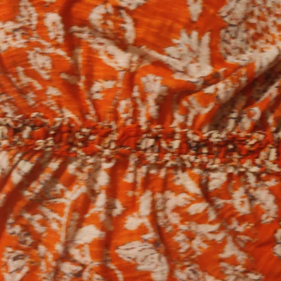 Free People top size S. Color orange/cream. Cotton/modal. Made in India. - Picture 3 of 10